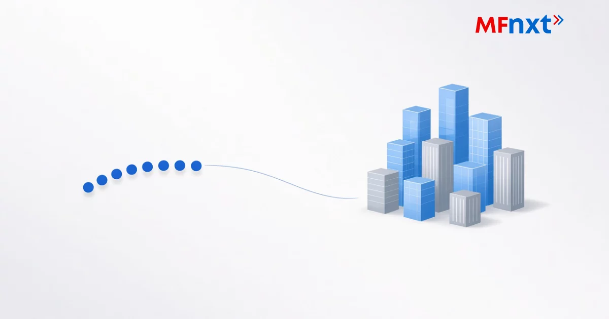 Illustration of monthly contributions leading to an index-fund portfolio